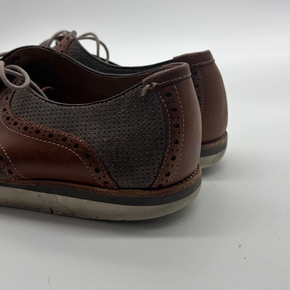 Johnston & Murphy Mens 12M Gray Suede Brown Leather Wingtip Oxfords